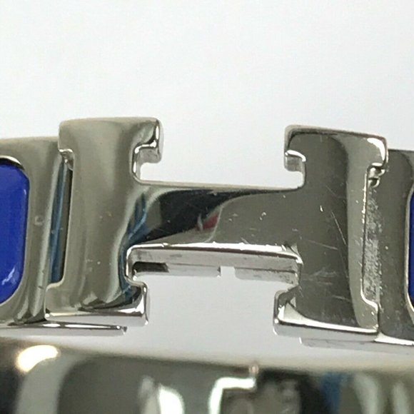 Authentic HERMES Click crack PM Accessories Bracelets Bangle Metal Blue/Silver - Picture 4 of 12